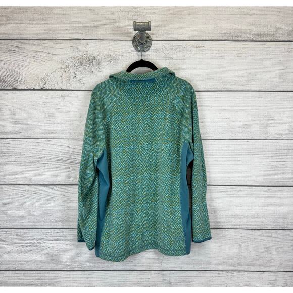 Columbia Plus Size Teal & Yellow Chevron Fleece Quarter Zip Jacket Size 1X - Picture 9 of 10